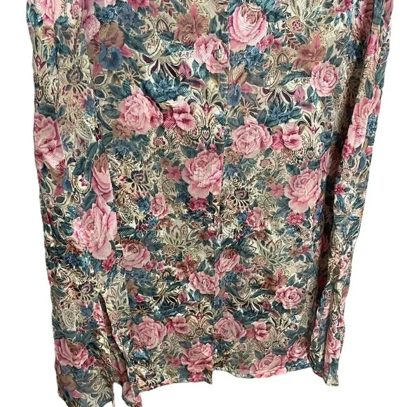 Victoria’s Secret Vintage Gold Label Floral Button Down Nightie Tunic Shirt M/L - Picture 4 of 6